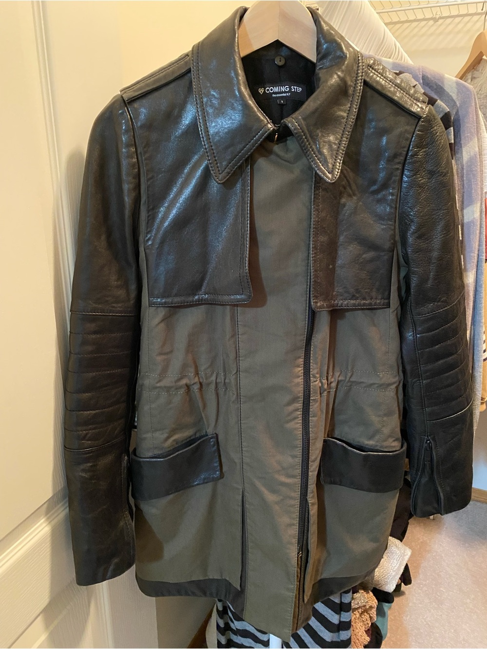Genuine Lambskin Leather & Fox Fur Mixed Parka Jacket - Size S